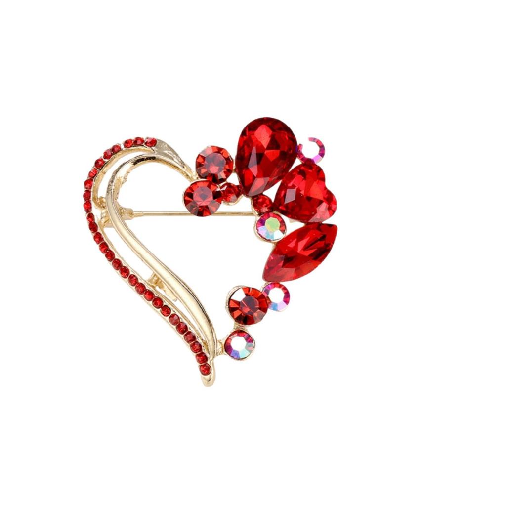 Elegant Rhinestone Heart Brooch: Versatile Jewelry Pin for Women's Suits & Shirts