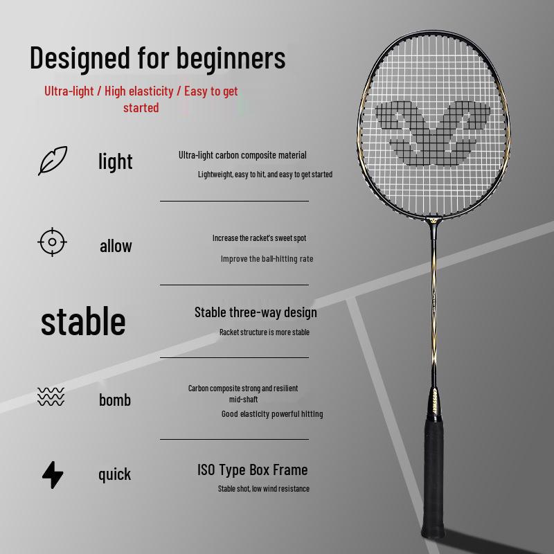 Ultraleichtes Carbon-Verbundstoff-Badmintonschläger-Set mit Tasche – Professionelles Übungsset für Innen & Außen, zweiteilig