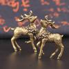 2 Pcs Vintage Pure Copper Deer Ornaments A Pair Of Solid Brass Sika Deer Elk Home Decoration Living Room Ornaments