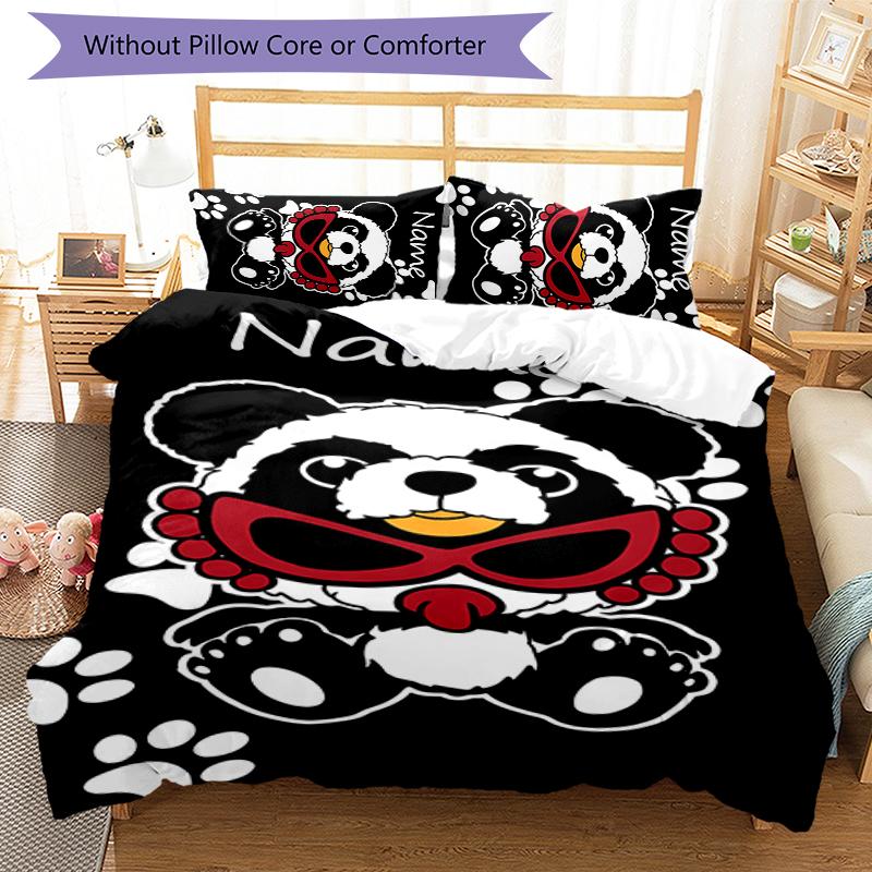 3pcs Custom Name Cartoon Hysterical Mini Bedding Set Duvet Cover Closure Includes 1 Duvet Cover & 2 Pillowcases for All Seasons Bedroom Decor