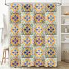Modern Floral Shower Curtain Set Waterproof Bath Decor with Printed Flowers in Orange Blue Perfect for Home Bathroom Renovations