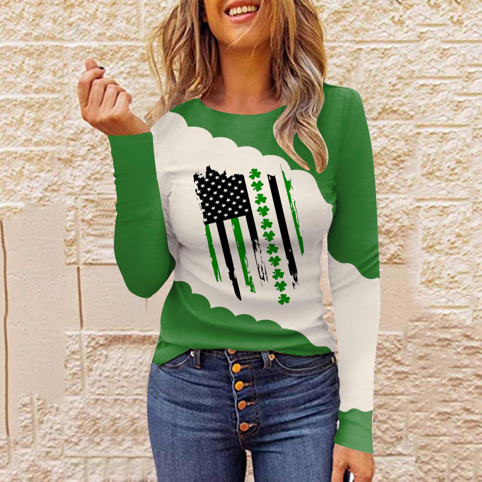 

Жіноча повсякденна повсякденна футболка з принтом і круглим вирізом з довгим рукавом весна/літо 2023 XXXL