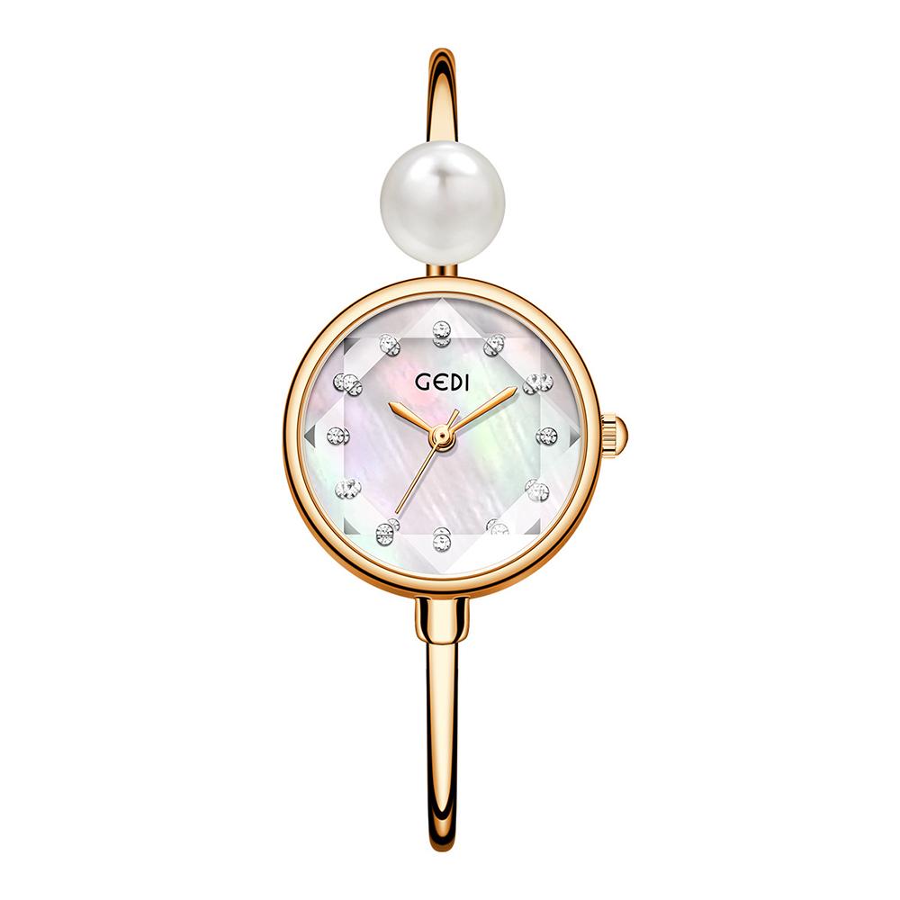 GEDI Women's Pearl Bracelet Watch Elegant Wristwatches Gifts Quartz Ladies Watches Luxury Niche Fashion Casual