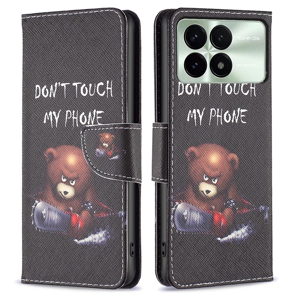 

For Xiaomi Poco F6 Pro 5G/Redmi K70 5G/K70 Pro 5G PU Leather Case Pattern Printing Phone Wallet Cover Bear