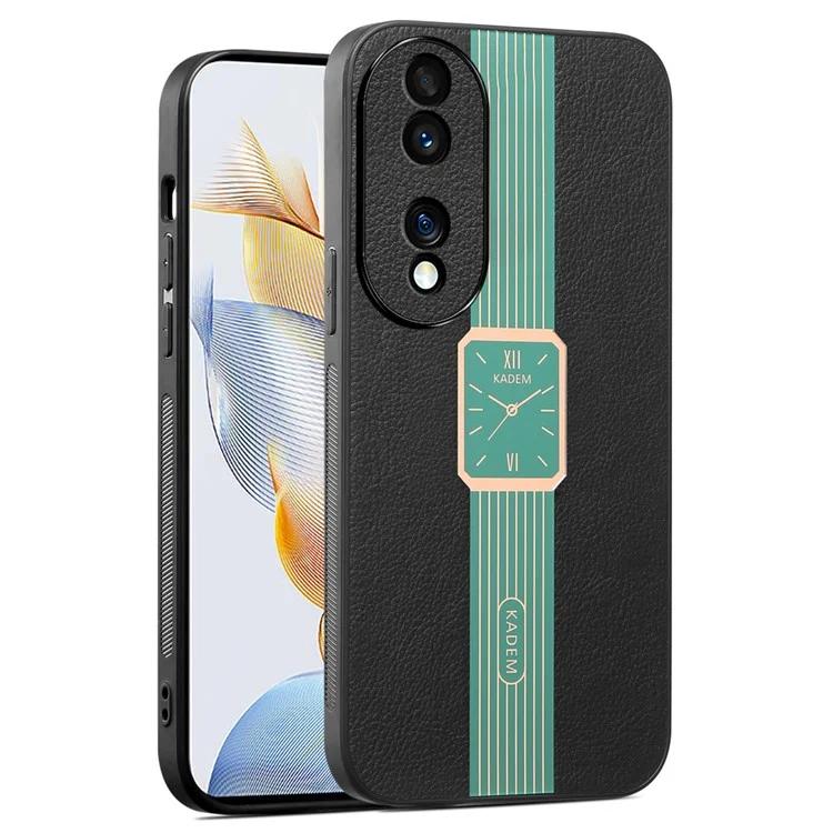 

For Honor 90 Pro Case Fashion Leather Coated TPU Acrylic Electroplating Phone Cover