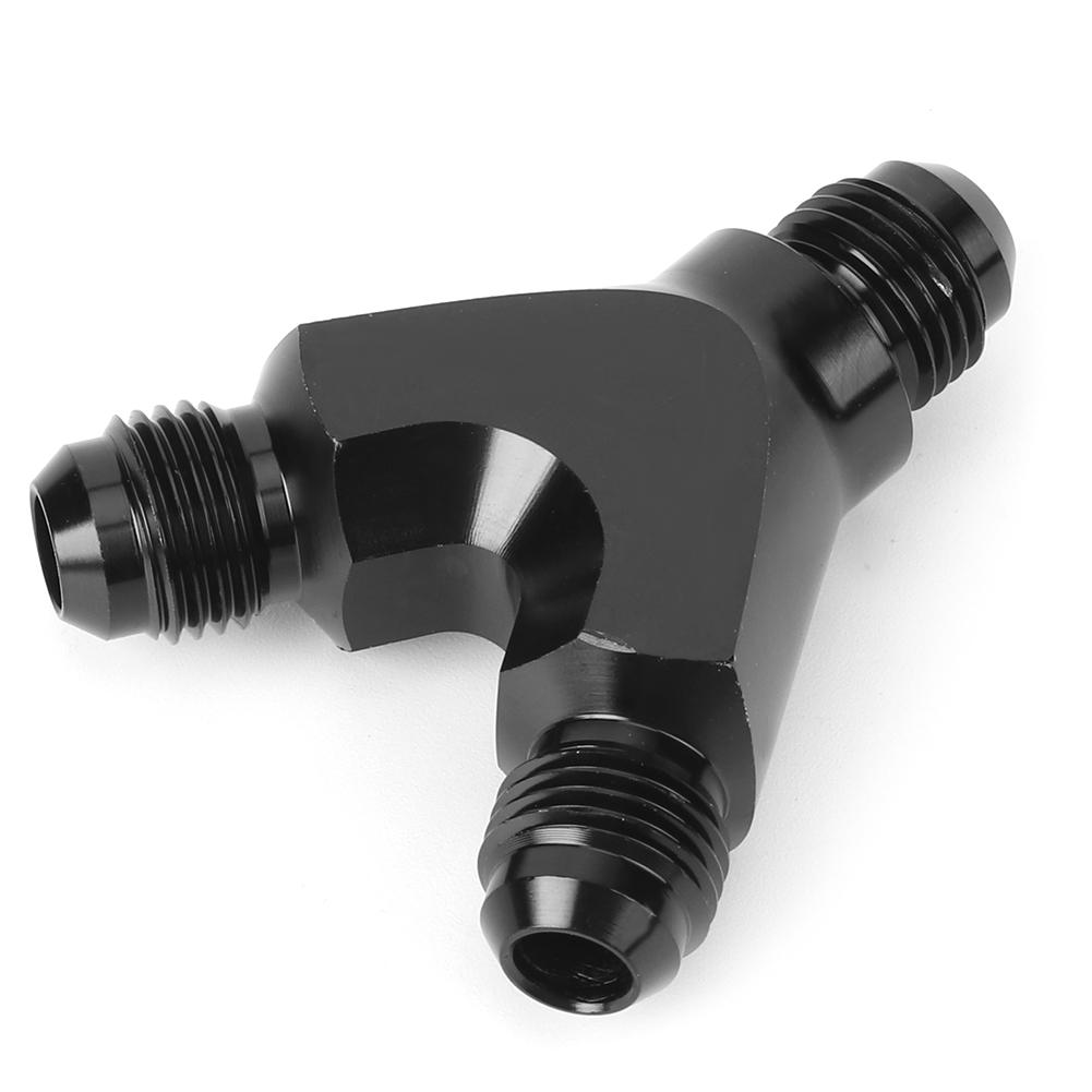 Aluminum Alloy 3 Way Fitting Adapter Y Type AN6 6AN Male to 2X AN6 6AN Male Black