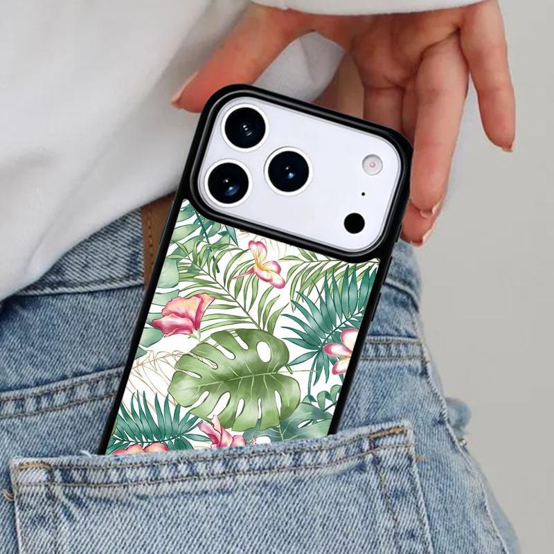 Tropical Green Plant Leaf Phone Case for iPhone 17ProMax 12 13 14 15 16e 17 Pro Max Plus Air Cover
