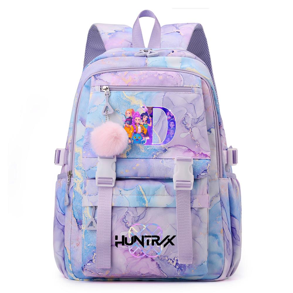 Cute Cartoon 26 English Letters Printed Backpack Schoolbag for Teenager Student Girl Boy Bookbag Large Capacity Waterproof Travel Bag Mochila