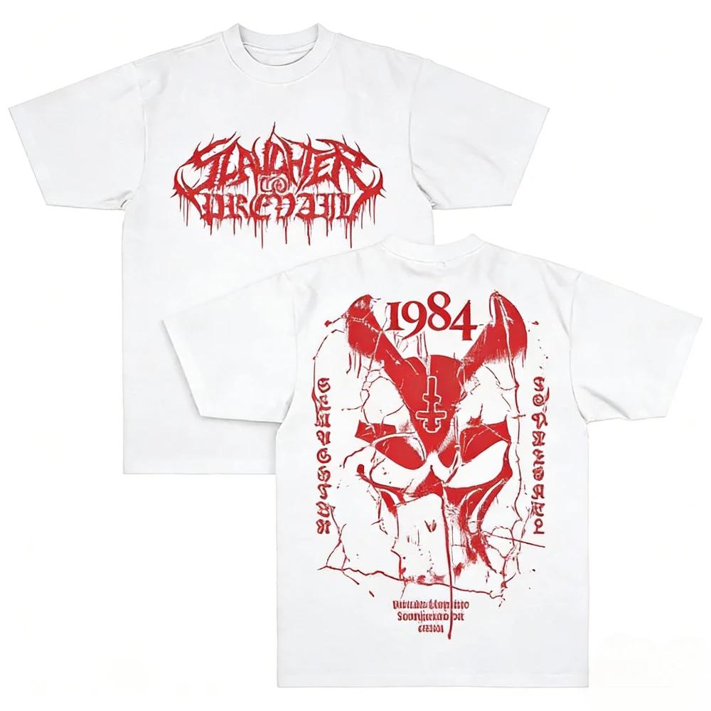 Slaughter To Prevail Bloodshed Print T Shirts Russian Deathcore Nu Metal Band Tour Album Unisex Oversized Premium Cotton Tee Top