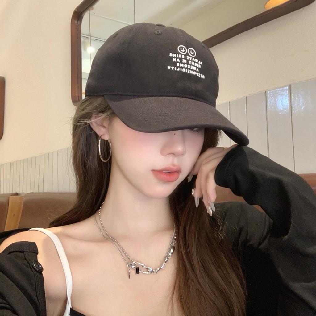 Fashion Baseball Cap Spring And Summer Female Smiley Face Letter Face Small Versatile Sunshade Cap