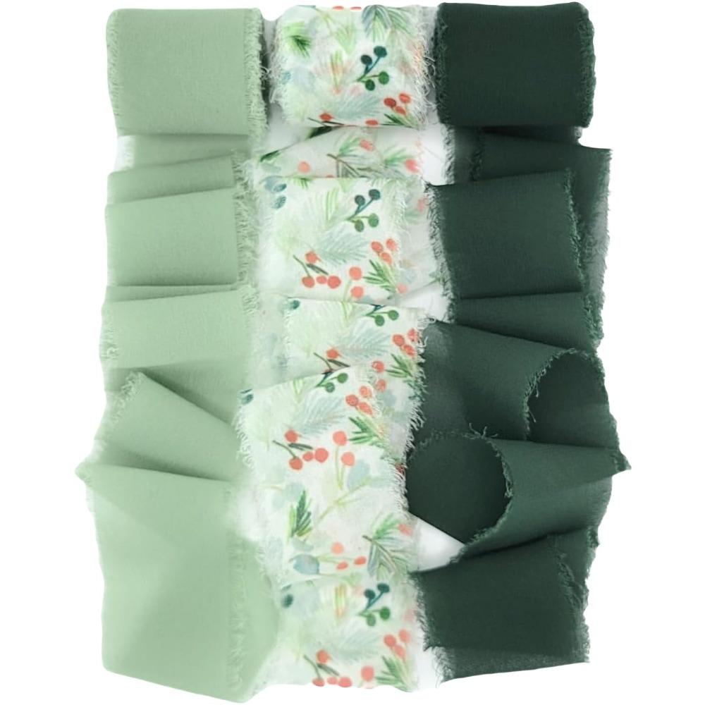 1/3 Rolle Satinband mit aufgedruckten Blumen 4 cm Breite Seidenband Ausgefranste Kanten Handgefertigtes Bastelmaterial Chiffonband Hochzeitseinladung