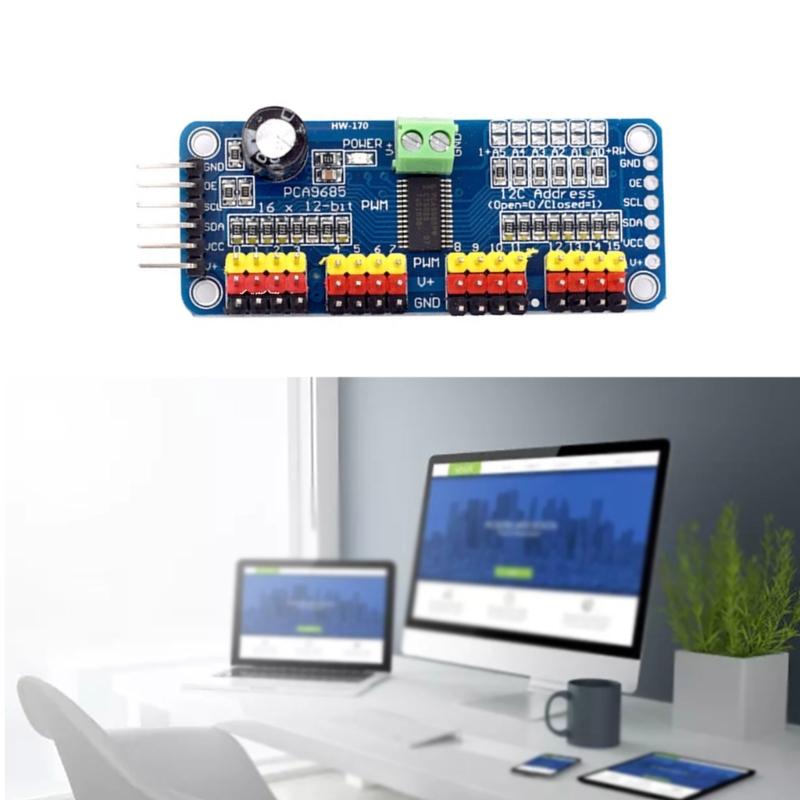 2PCS PCA9685 PWM Servo Motor Driver Module 12-bit 16 Channel Motor Control Board for RPi Development Board