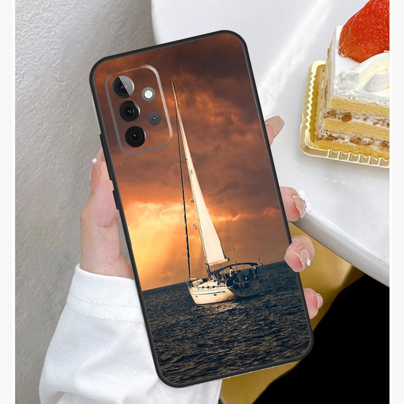 Yacht Sailing Boat Sunset Case For Samsung Galaxy A55 A35 A15 A14 A34 A54 A73 A53 A33 A23 A13 A12 A32 A52 A51 Cover