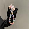 Skin-Textured Matte Beaded Keychain Pendant Anti-lost Mobile Chain Lanyard  For Women Girls