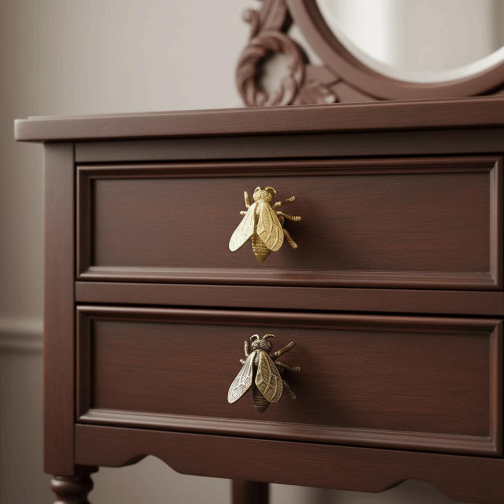 Retro Bee Brass Handle Vintage Wardrobe Drawer Pulls Insect Craft Cabinet Door Knobs  Cupboard