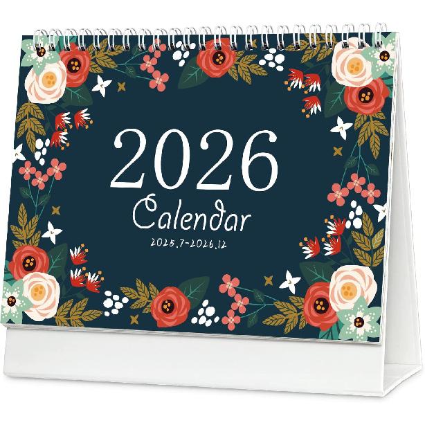 Small Flip Desk Calendar 2025-2026 - 8.8 x7.9  Standing Desk Calendar, 18 Months July 2025 to Dec 2026, Academic Year, Colorful Monthly Calendar Blackish Green