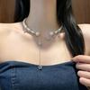 Rhinestone Star & Water Drop Tassel Faux Pearl Necklace - Chic Clavicle Choker
