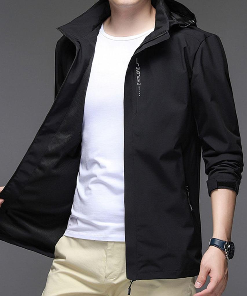 Pangenee Hooded Mountain Long Sleeve Zipper for Outdoor Motorcycle and Fall Men's Slim-Fit Windbreaker, Full-Zip Parka, Jacket, Sporty, Activities,