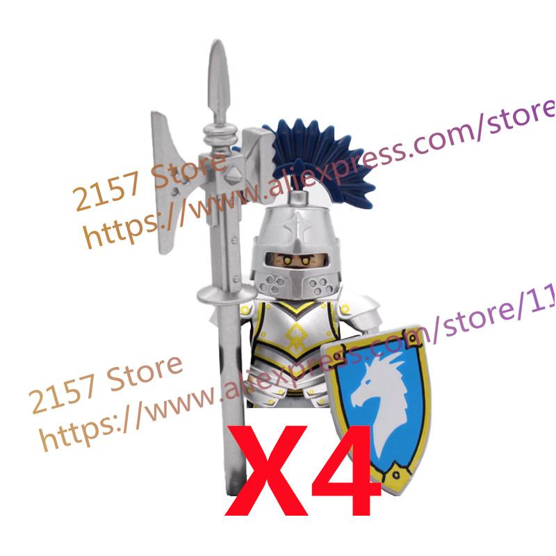 MOC Medieval Figure Building Block Castle Templar Knights Armor Militia Soldiers Gunners Shield Helmet Assembling Brick Toys S26