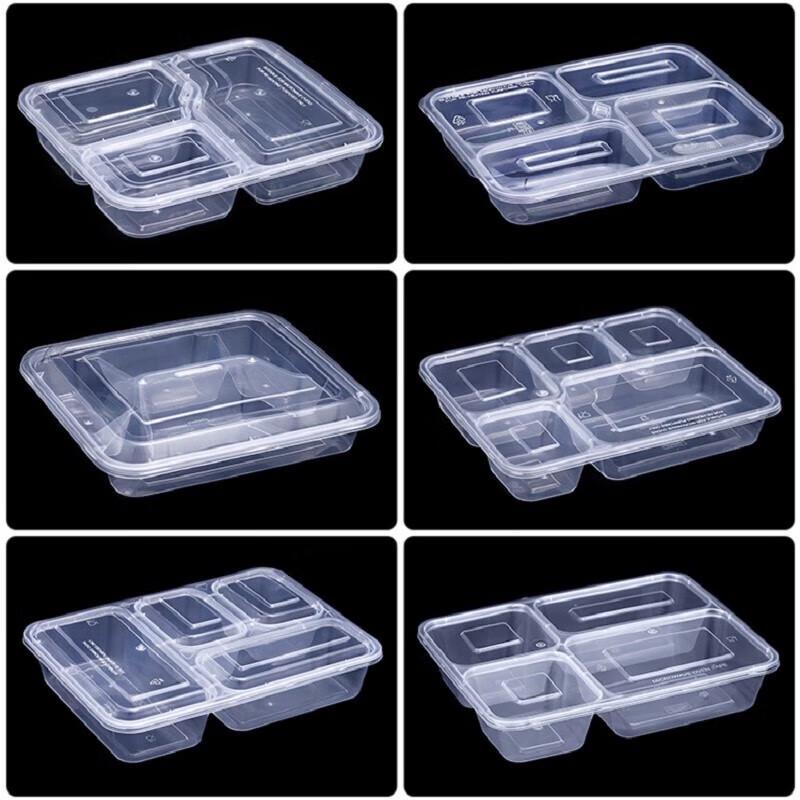 Disposable 3-Compartment Microwavable Food Containers