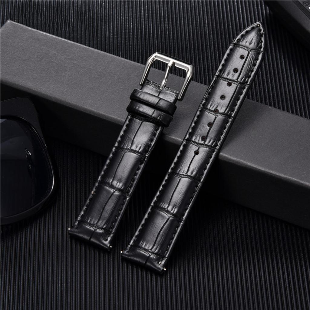 Genuine Leather Watch Strap 18mm 20mm 22mm WatchBand for Men Women Wrist Watch Band Accessories Metal Buckle Black Light Brown