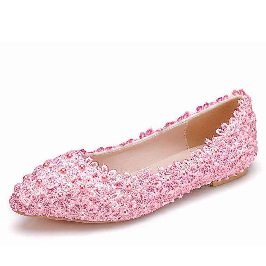 Lace Bride Shoes Handmade Wedding Shoes Colorful Shoes Colorful Wedding Shoes Bridesmaid Shoes Show Flat Heels Single Shoes