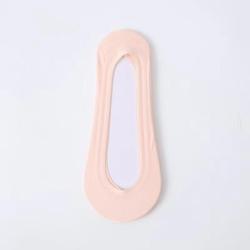 Women's Spring and Summer Thin Cotton Bottom Breathable Sweat Absorption Silicone Non Slip Solid Color Ice Silk Shallow Mouth Boat Socks