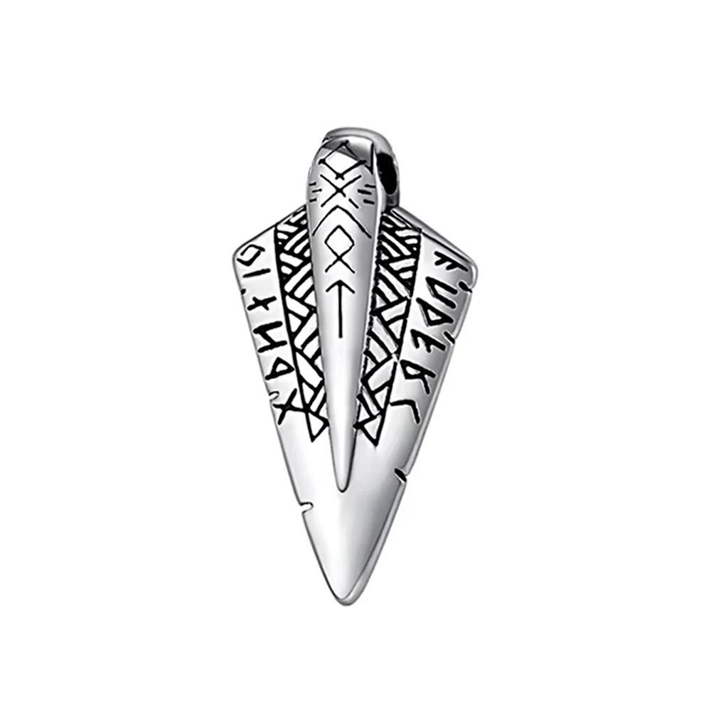 Viking Punk Arrowhead Pendant Stainless Steel Men Necklace Rune Sword Jewelry