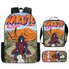 3Pcs Set NARUTO Anime Kids Mochila School Backpack with Lunch Bag & Pencil Case,Lightweight & Durable,For Ages 6-10 Boys & Girls