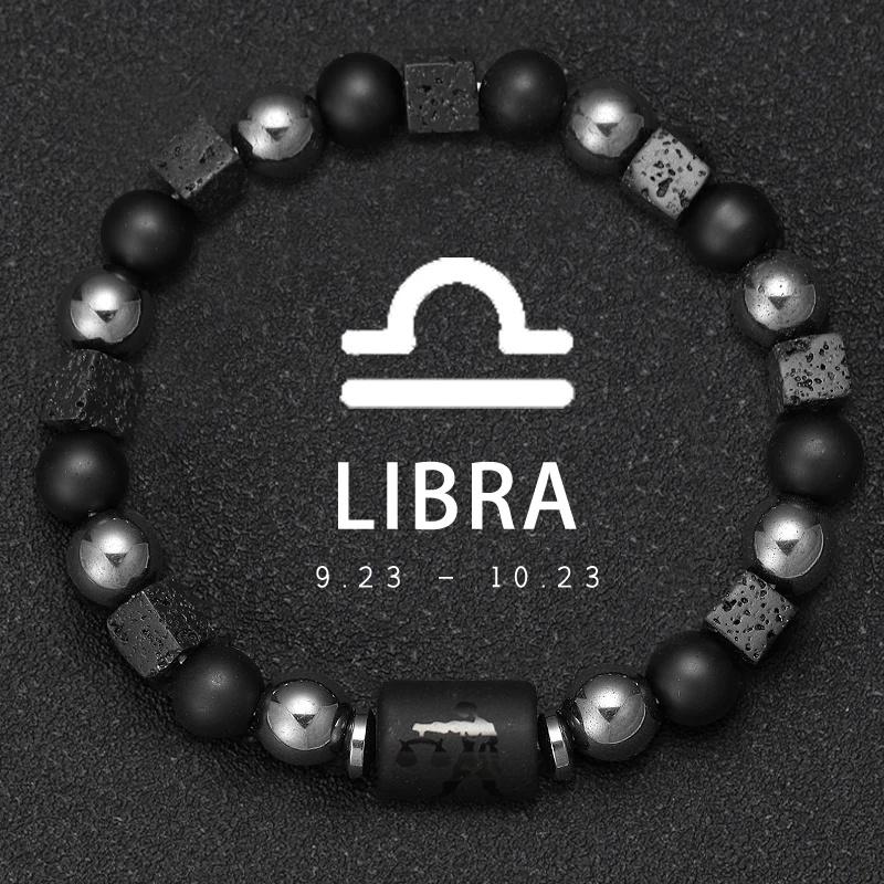 Bracciale da Uomo in Pietra Vulcanica Naturale Bracciale 12 Segni Zodiacali Vergine Capricorno Toro Acquario Sagittario Cancro Ariete
