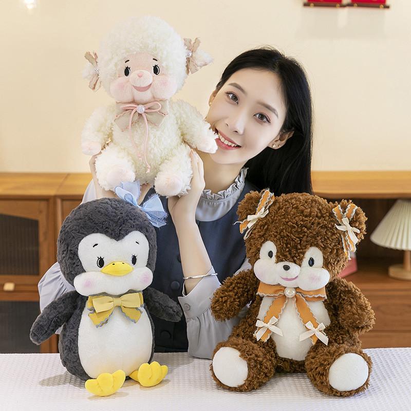 Penguin Bear Sheep Plush Toy Cartoon Stuffed Animal Doll Ornament Xmas Kids Gift