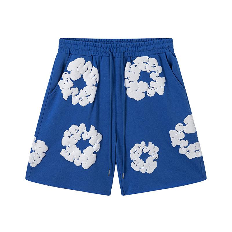 New Trendy Short-sleeved Short-pants Set with Foam Printing - Suitable for Both Men and Women, for Casual Wear.