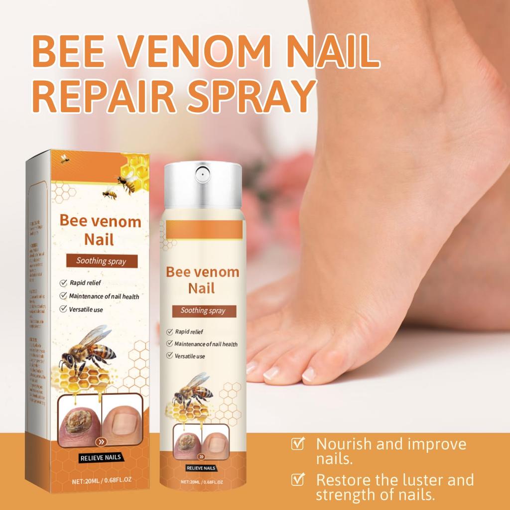 2Pcs Bee Venom Nail Soothing Spray, Advanced Nail Repair Spray, Bee Venom Toe Nail Treatments spray, Nail Care, Gently and Nourishing