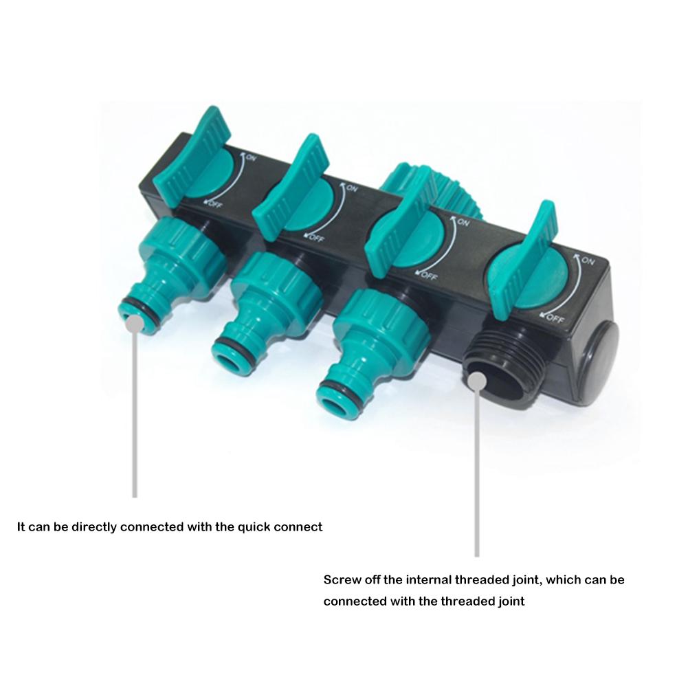 4 Way Garden Hose Splitter 3/4" & 1/2" Watering Connector Valve Garden Tap Water Splitter For Lawn Irrigation Water Distributors