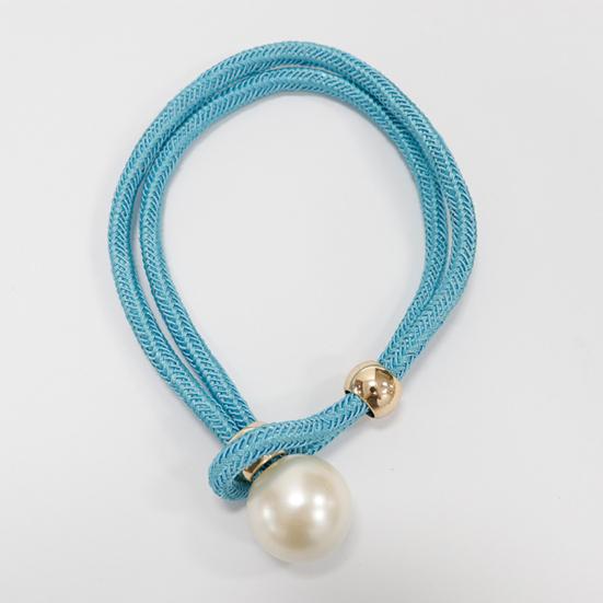 1Pc Faux Pearl Curtain Tieback, Woven Rope Adjustable Curtain Holder, Stylish Bead End Draperies Holder for Living Room Bedroom Bathroom Dormitory