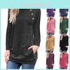 Fashionable Women's Long Sleeve Pullover Sweater With Button Deco And Versatile Style