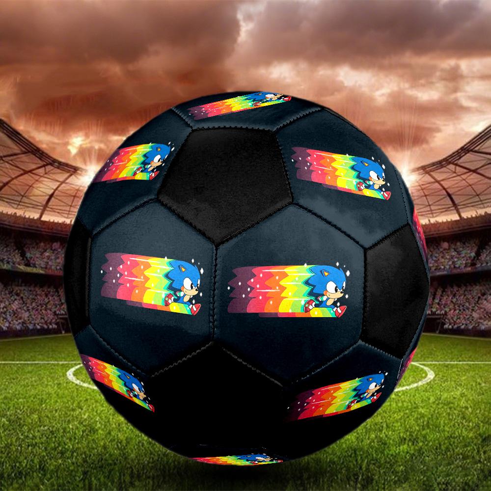 Sonic Rainbow Soccer Ball Colorful All Ages Machine Stitched PVC Competition Ready Durable High-Bounce.SIZE5