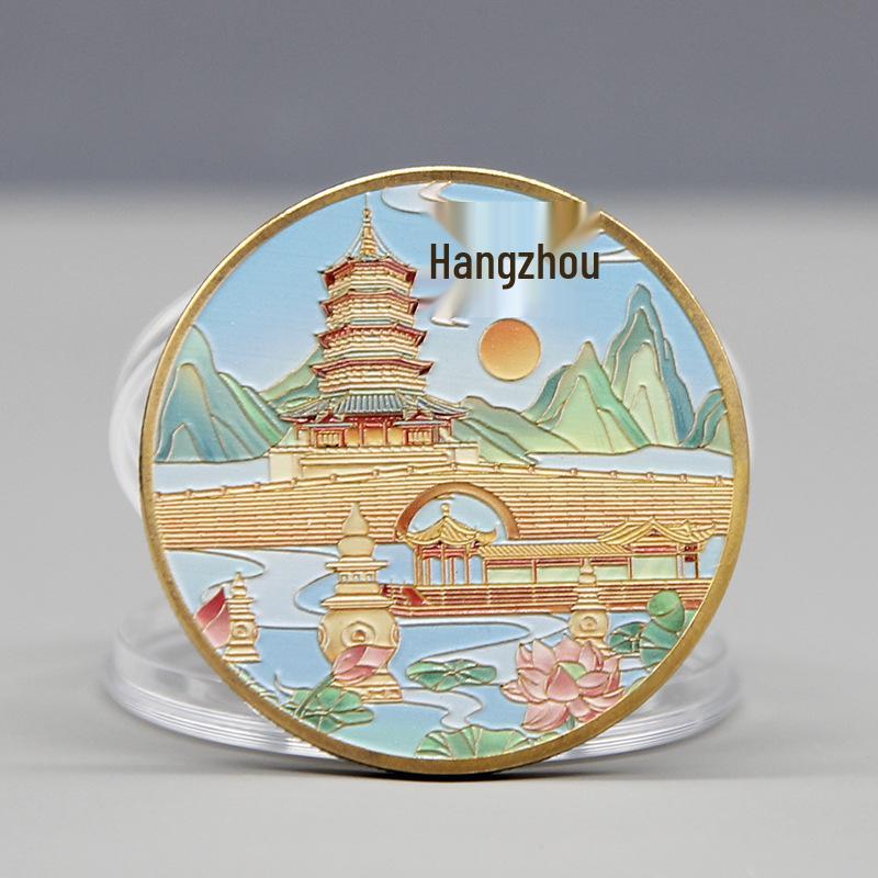 Hangzhou Scenic Coin: West Lake, Broken Bridge, Leifeng Pagoda, Three Pools Commemorative Medal 45mm