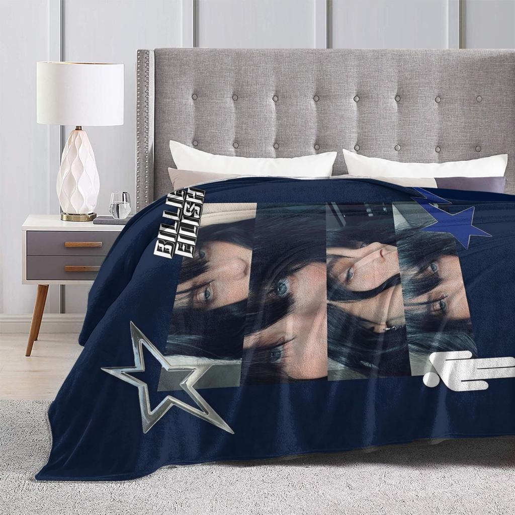 B-Billie-Girl E-eilish Amerikaanse Zanger Fleece Plaid Dekens voor Bank Buiten Zacht Pluche Dunne Dekbed,