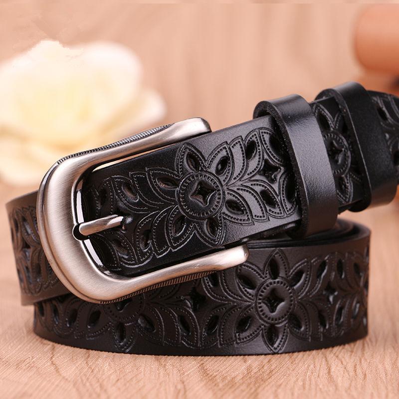 Woman Second Layer Cowskin Belt Genuine Leather Belts Vintage Pin Buckle Strap Jeans Accessories