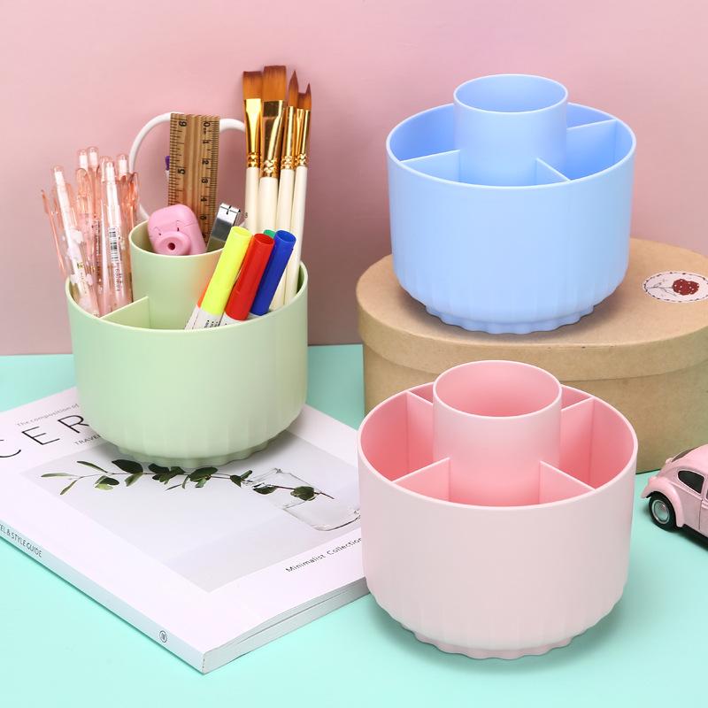 INS-Style Rotating Pen Holder for Students - Large-Capacity Creative Storage Box with High Aesthetics for Desktop
