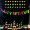 Fluorescent Birthday Star and Circle Streamers: Colorful Party Decorations