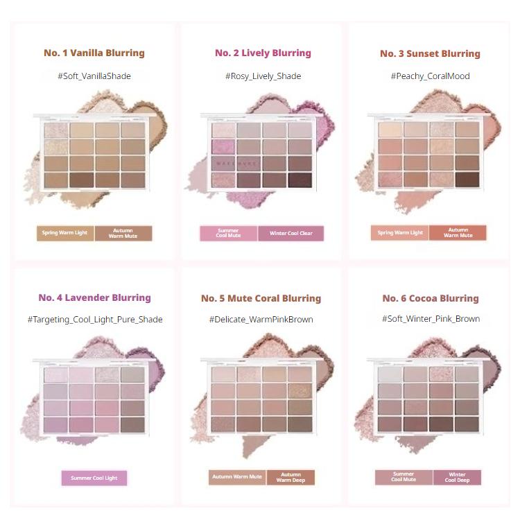 WAKEMAKE Paleta do powiek Soft Blurring (12 opcji)