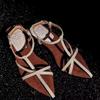 Summer New Sandals Women's Baotou Cross Thin Belt Metal Buckle Anti-slip Wear-resistant Special-shaped Heels