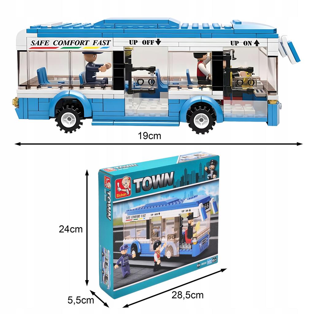 Klocki Sluban Zestaw Autobus Miejski 235 Elementów 6+ Model Figurki Pojazd
