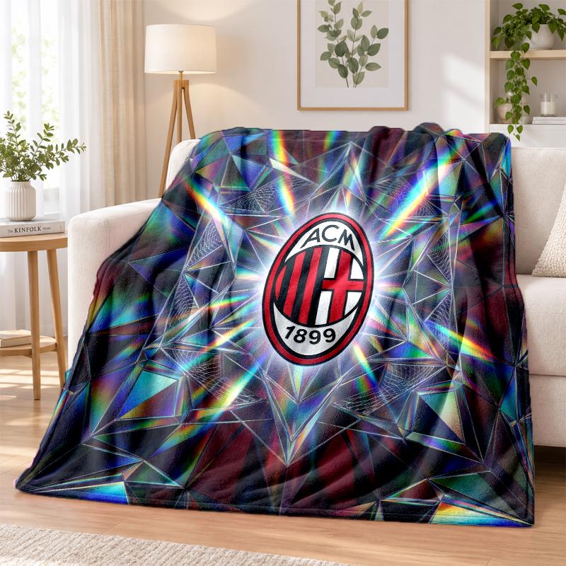 AC Milan Printed Flannel Blanket Warm Comfort Bed Throw For Indoor Home Decoration