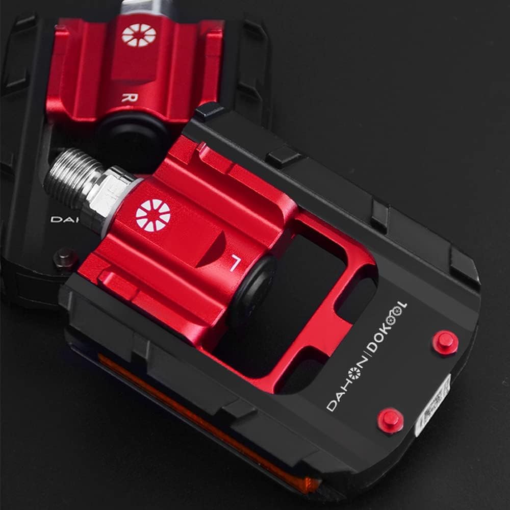 

DAHON l DOKOOL Folding Pedals with Thin Suitable for Bicycle Folding Flat Pedals x Bearings, Lightweight, Aluminum, Packing, Bicycles, (Red Black)