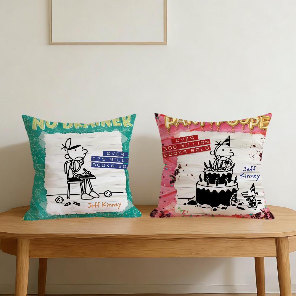 D-Diary Cute W-Wimpy Kid Cushion Cover For Pillow Printing Sofa Decoration Home Car Room Coffee Shop Office Nordic Simplicity