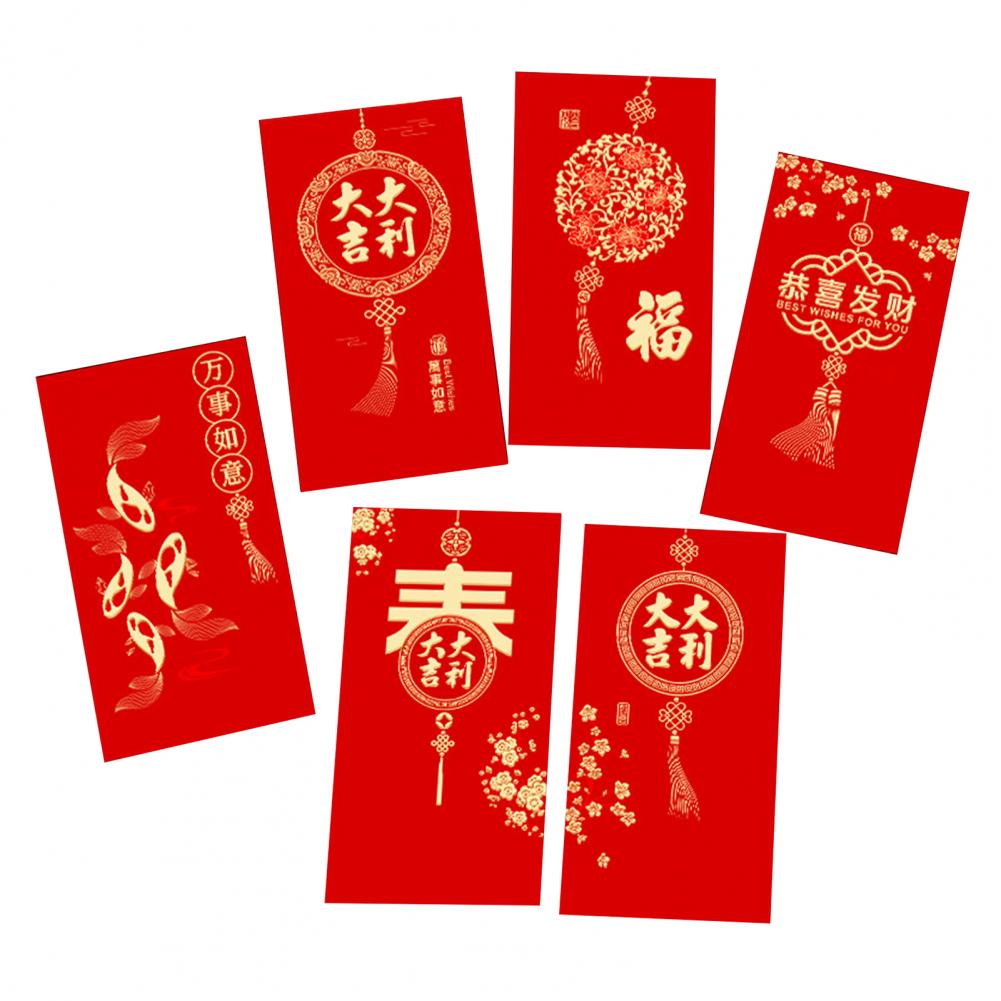 6 Pcs Red Envelopes 2025 Chinese New Year Red Packets Snake Theme Lucky Money Packets Spring Festival Celebration Party Supplies
