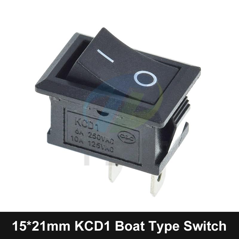 KCD11-101 3A/6A 250V 6A/10A 125V 10*15mm 21*15mm SPST 2PIN ON/OFF G130 Boat Rocker Switch Car Dash Dashboard Truck KCD1 switch